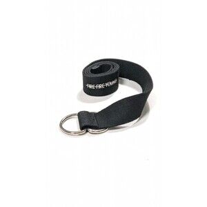 Men 39"Lx1.5"W Double D-Ring Buckle Canvas Belt Black w/ FIRE FIRE YOUNG Print
